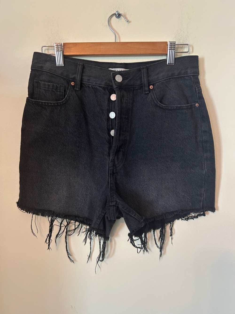 PacSun High-Waist Black Denim Cutoff Shorts 90’s Girlfriend Size 28